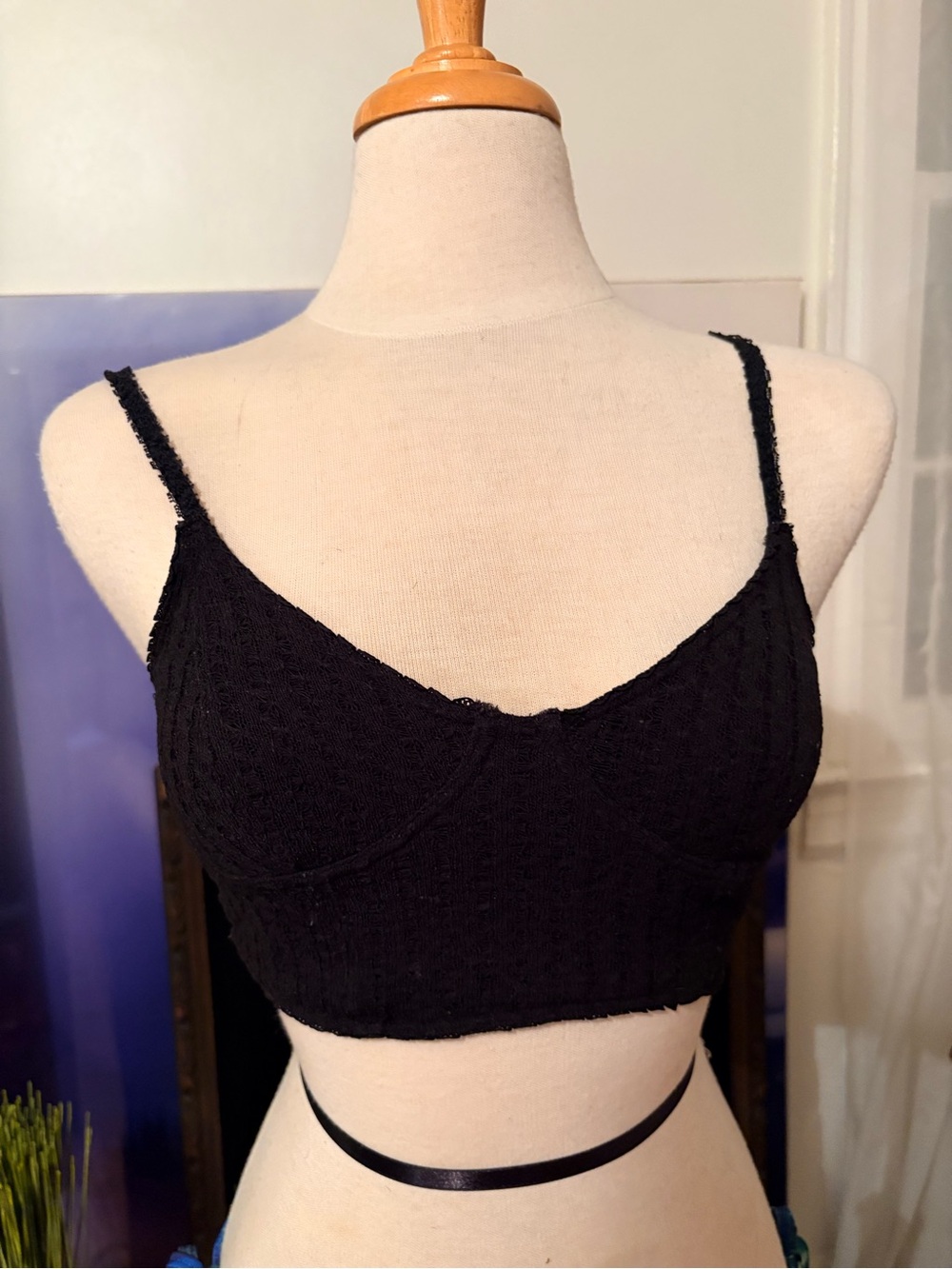Black Knit Bralette Cropped Tank Top